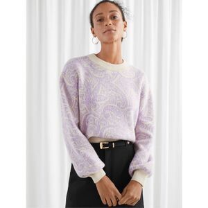 & Other Stories Paisley Jacquard Knitted Sweater small wool alpaca